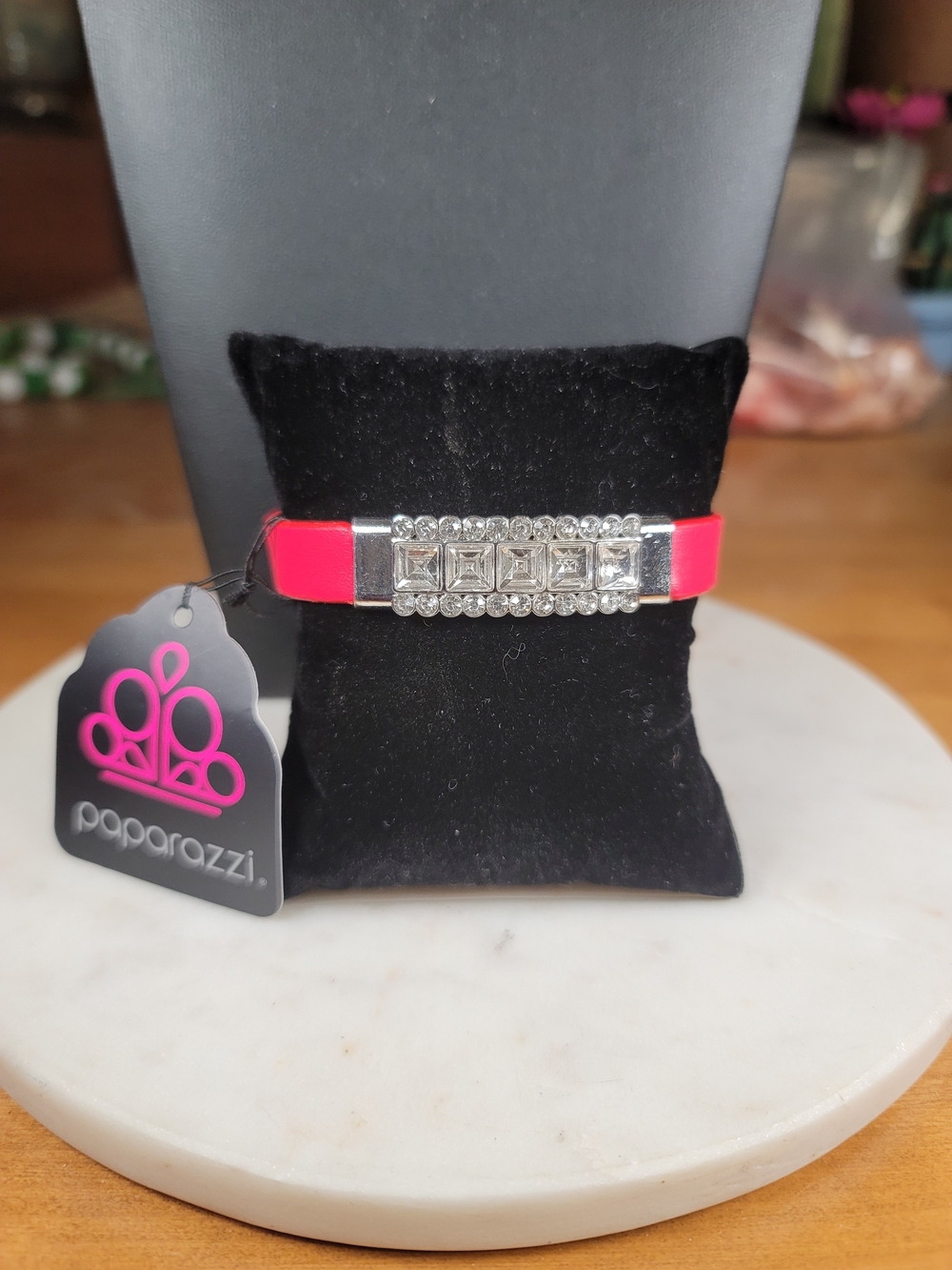Paparazzi Red And Clear Crystal Accent Bracelet